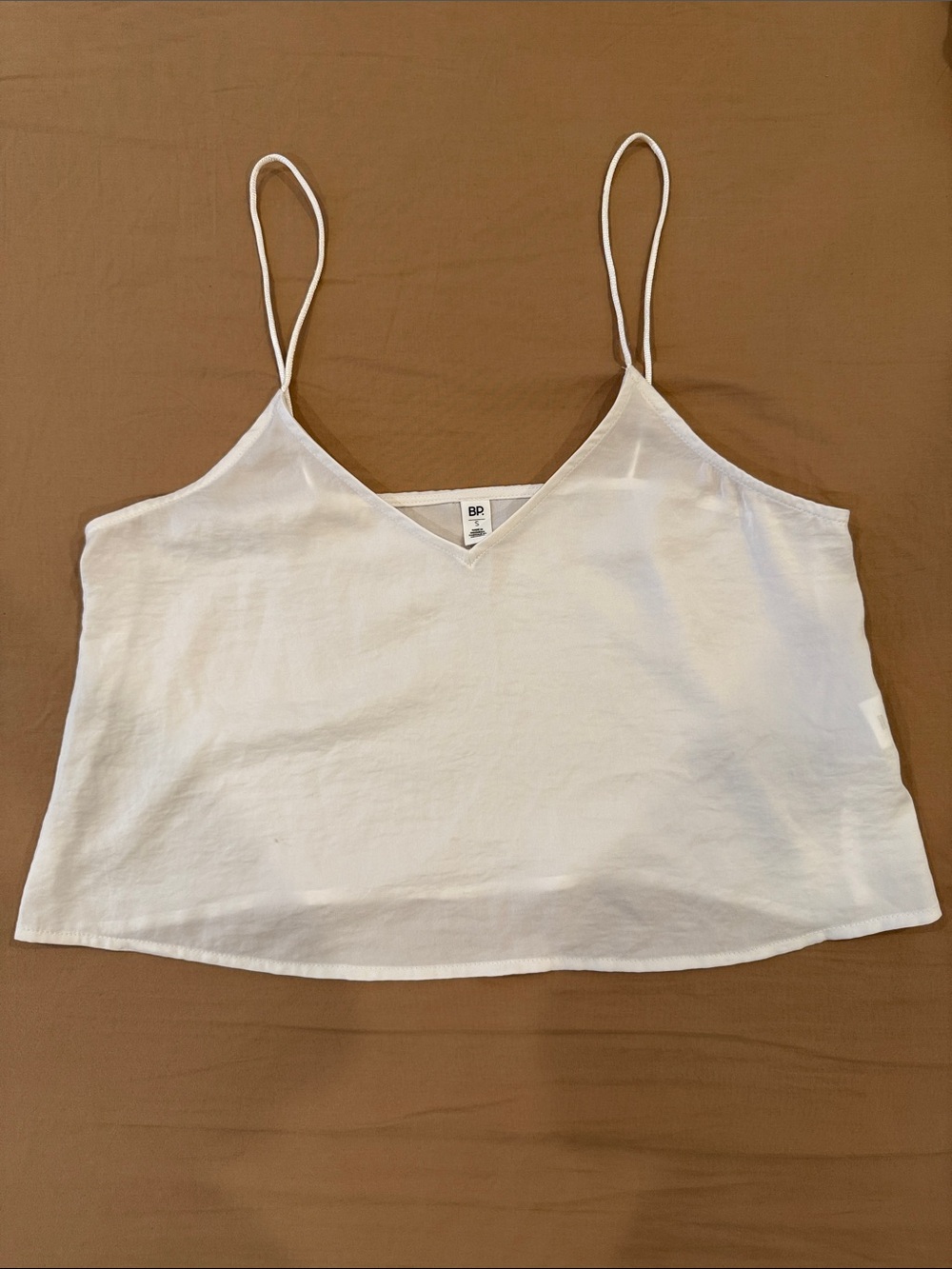 BP White V-Neck Spaghetti Strap Cropped Cami